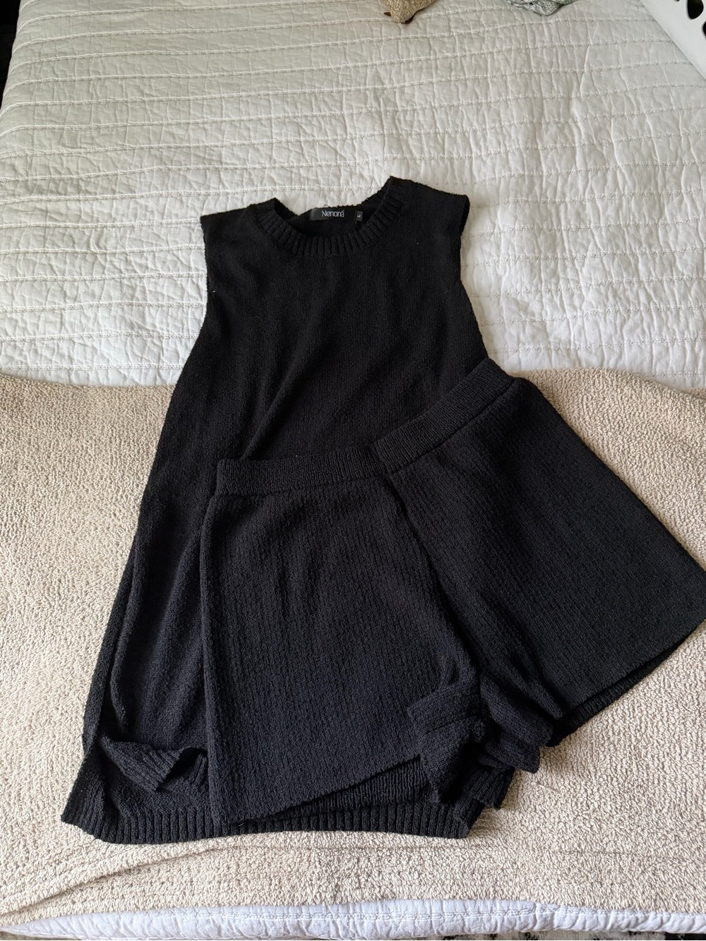 Black Knit Tank and Shorts Set